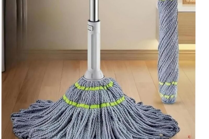 Premium Microfiber Floor Cleaning Mop | 360° Spin Twist Mop with Adjustable Handle | Super Absorbent Cotton Head for Wet & Dry Cleaning (White)