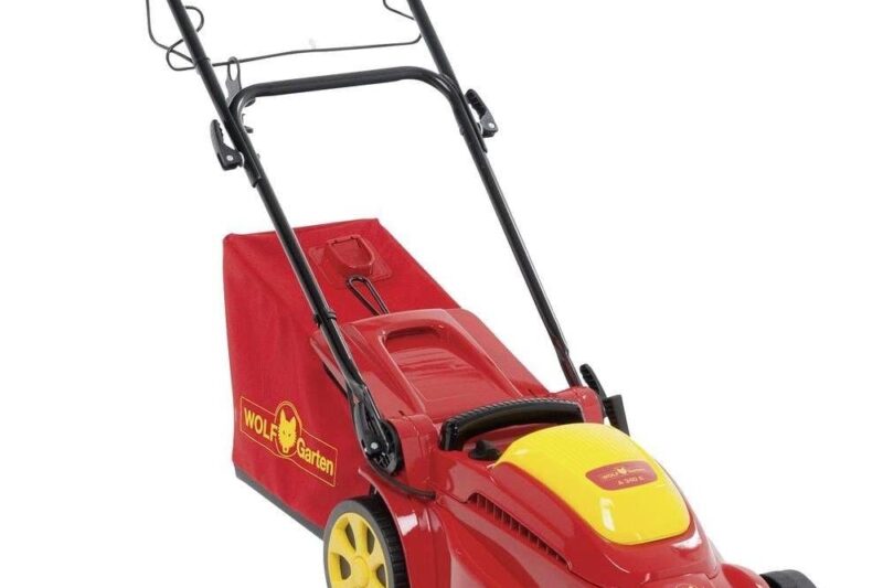 WOLF-Garten 18BKEJS2650 1400W 3500 RPM Electric 3-in-1 Push Lawn Mower,13″(33cm) Winged Blade,Max. Mowing Area 250 Metre Square, 30L GrassCatcher Capacity, Soft Grip Handle,Cable Not Included,A 340 E