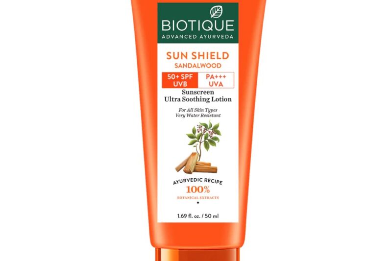 Biotique Bio Sandalwood Sunscreen Ultra Soothing Face Lotion, SPF 50+ |Ultra Protective Lotion| Keeps Skin Soft, Fair and Moisturized| Water Resistant| For All Skin Types| 50ml