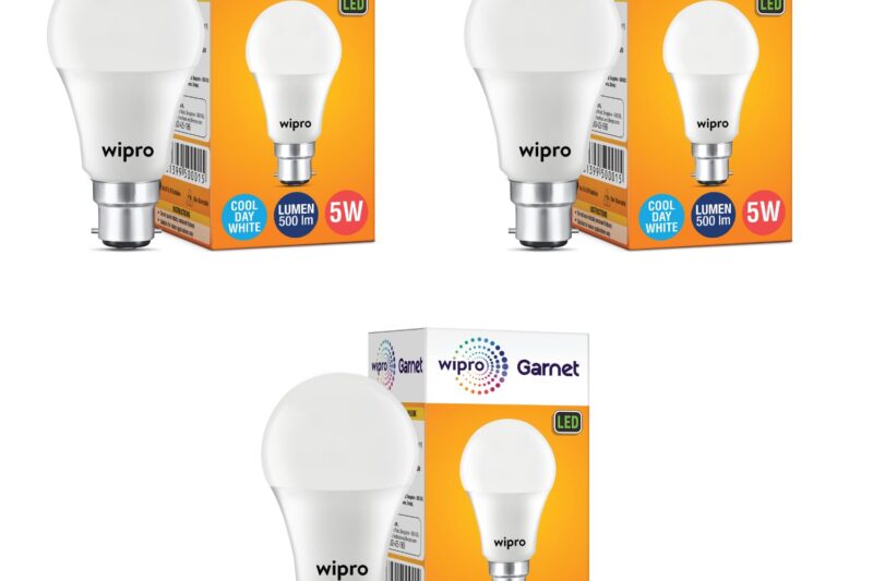 Buy wipro Garnet 5W LED Bulb for Home & Office |Cool Day White (6500K) | B22 Base|220 degree Light coverage |4Kv Surge Protection |400V High Voltage Protection |Energy Efficient | Pack of 3 Online at Low Prices in India – Amazon.in