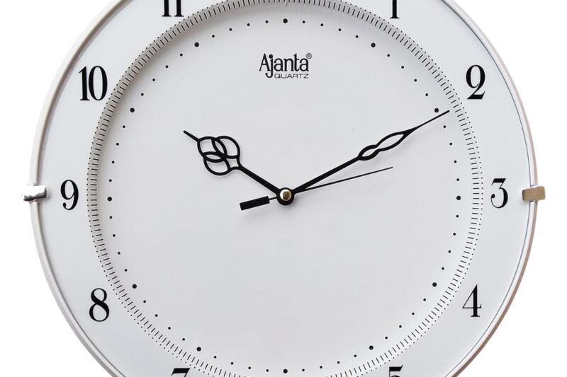 Ajanta Plastic Abstract Wall Clock (28 Cm X 28 Cm X 3.5 Cm, White) – Analog