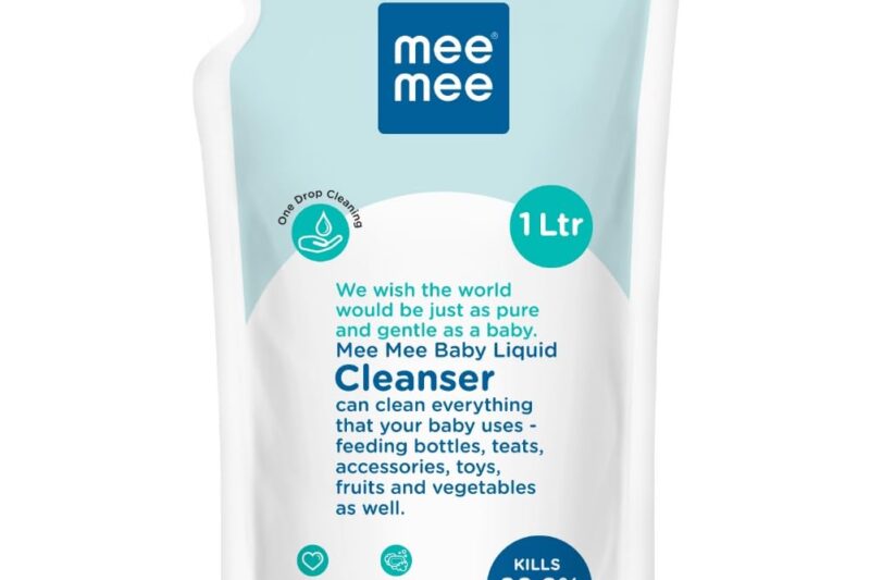 Mee Mee Baby Liquid Cleanser 1 L, Anti-Bacterial Kills 99.9% Germs | For Feeding Bottles, Nipples, Accessories, Toys, Fruits & Vegetables | No Alcohol, One Drop Cleaning, Dermatologically Tested