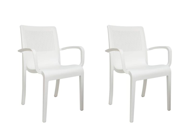 Cello Ecstasy Chair Set Pack of 2 – White | Strong and Durable | Easy to Clean | Chair for Living Room, Bed Room, Kitchen, Office Room, Outdoor | 3 Years Warranty
