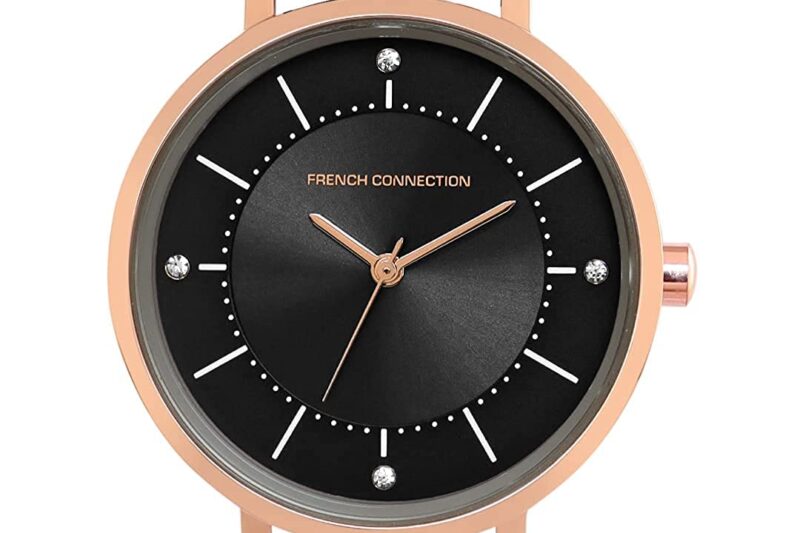 French Connection Leather Analog Black Dial Women’s Watch-Fcn00010C, Band_Rose Gold