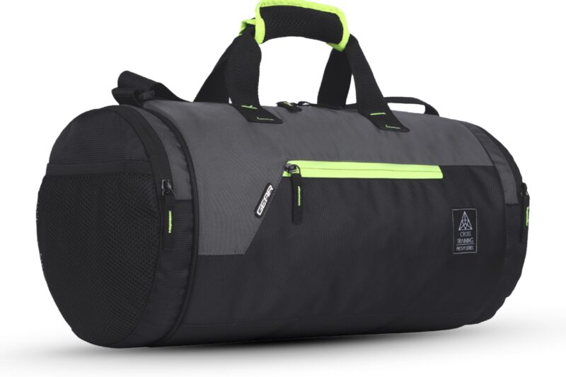 Gear Cross Training 9″/29L Large Water Resistant Duffle Bag | Travel Bag | Gym Bag for Men & Women (Black – Grey)