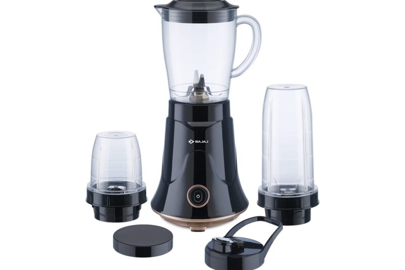 Bajaj NX-01 300 Watts Mixer Grinder | Bullet Mixer Grinder With Powerful Titan Motor & Nutri-Pro Feature | 3 Unbreakable Multipurpose Tranparent Jars | 2 Yrs Warranty 【Black & Copper】
