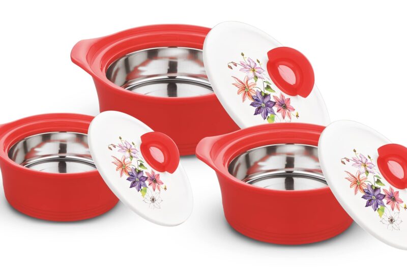 Buy Asian Inner Steel Casserole Gift Set of 3,| PU Insulated | BPA Free |Easy to Store | Ideal for Chapatti |Serving Casserole Red. Online at Low Prices in India – Amazon.in