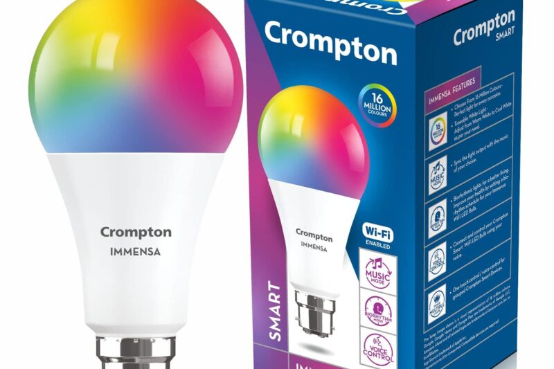 Crompton 9-Watt B22 WiFi Smart LED Bulb Compatible with Amazon Alexa and Google Assistant (Immensa Music Sync B22, Pack of 1)