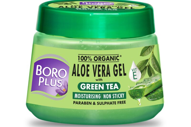 Boroplus Aloe Vera Gel With Green Tea 100% Organic For Skin & Hair, Rich In Vitamin E And Antiseptic Herbs For Smooth, Nourished And Moisturised Skin, 200Ml