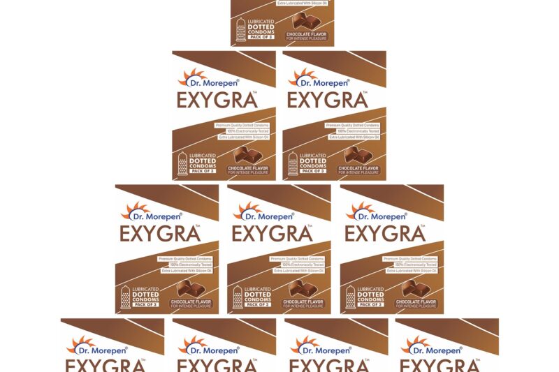 Dr. Morepen Exygra Condoms- Ultra-thin, Lubricated, Extra Dotted, Chocolate Flavour (30 Count (Pack of 10)