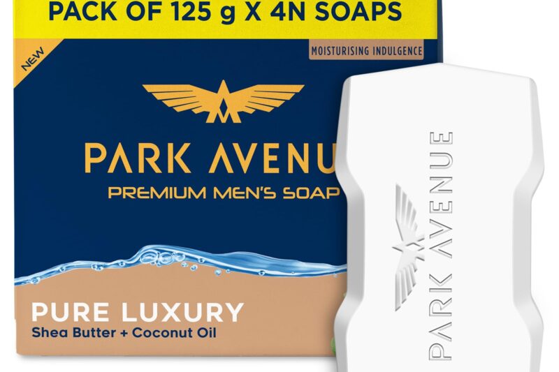Park Avenue Premium Men’s Soaps for Bath – Pure Luxury | 125g (Pack of 4) | Enriched with Shea Butter & Coconut Oil | Grade 1 Soap | For All Skin Types