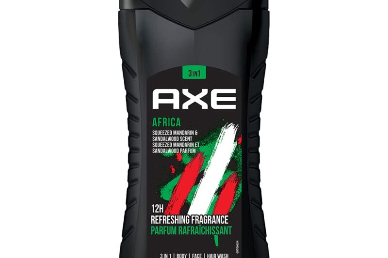 AXE Africa 3 In 1 Body, Face & Hair Wash For Men, Long-Lasting Refreshing Mandarin & Sandalwood Fragrance For Up To 12Hrs, Natural Ingredients, No Parabens, Dermatologically Tested, 250Ml