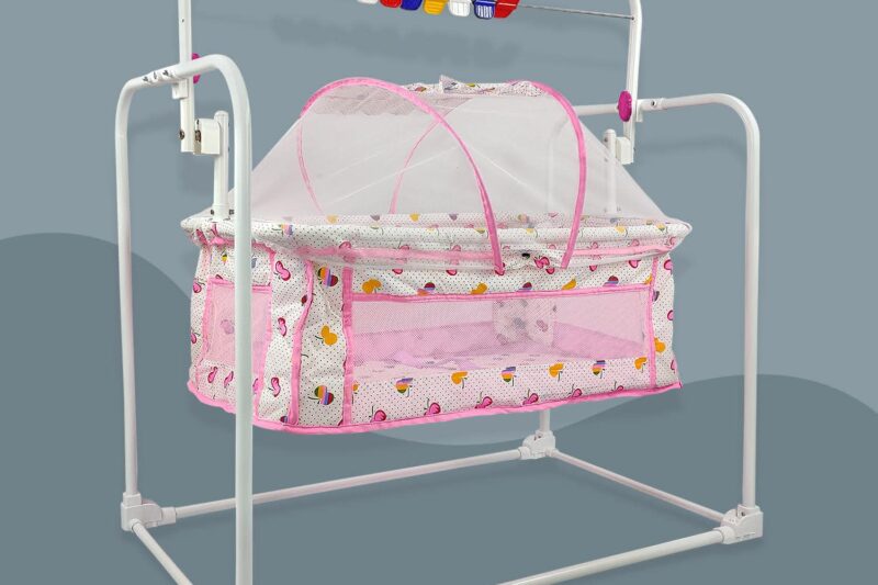 NHR Baby Cradle with Mosquito Protection Net for Comfortable Sleep- Cradle, Baby Jhula, Baby Palna, Hammock, Baby Crib, Baby Cot, Baby Swing for 0 to 2 Years, Sleeping Palna for Babies (Pink)