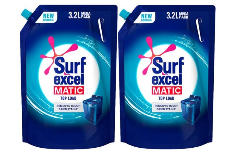 Surf Excel Matic Top Load Liquid Detergent 3.2 L Refill, Designed for Tough Stain Removal on Laundry in Washing Machines – Mega Pack (Pack of 2)
