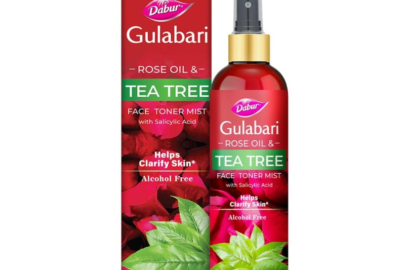 Dabur Gulabari Rose Oil & Tea Tree Face Toner Mist & Rosewater with Salicylic Acid – 100ml | Treats breakouts, blackheads, and whiteheads | Tightens and Refines Pores | Alcohol free