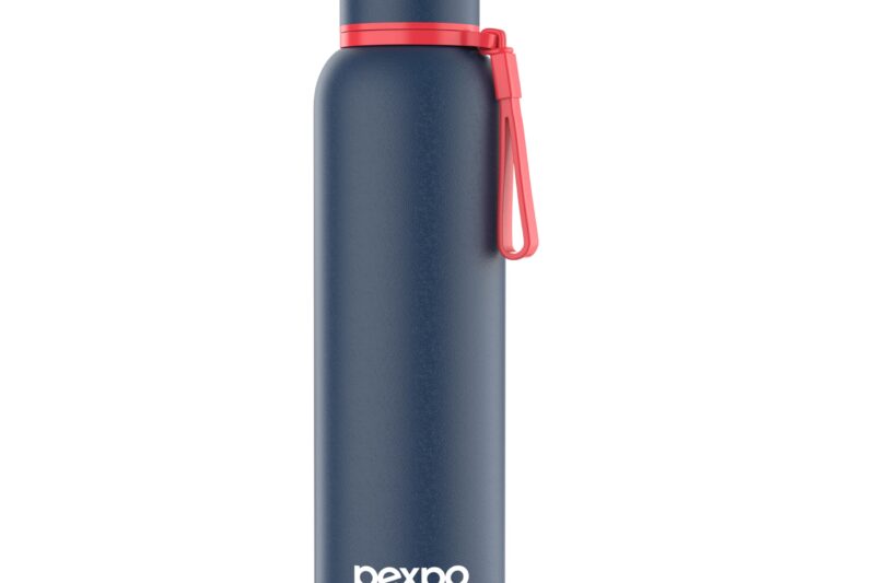 PEXPO Water Bottle 1 LTR Stainless Steel | Hot and Cold Flask | ISI Certified Steel Bottle | Three Layer Insulation | Leakproof | for Home, Office | 1-Year Warranty |Bravo 1000| Denim Blue