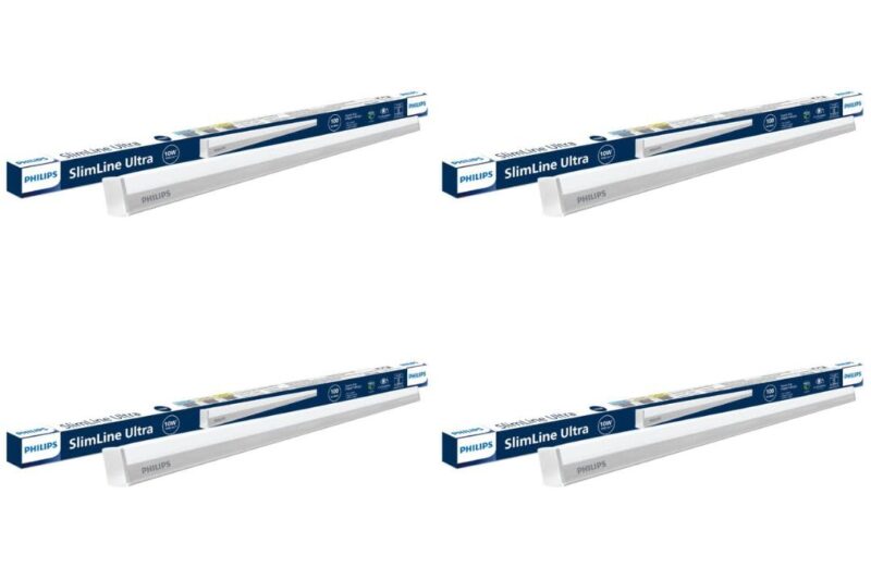 Philips 10-watt LED Batten/Tubelight | Slimline Ultra Compact 2-ft LED Batten for Living Room & Bedroom | Cool Day Light, Pack of 4