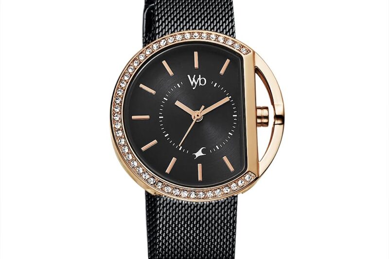 Fastrack Vyb Showstopper Quartz Analog Black Dial Black Stainless Steel Strap Watch for Girls – FV60015KM01W