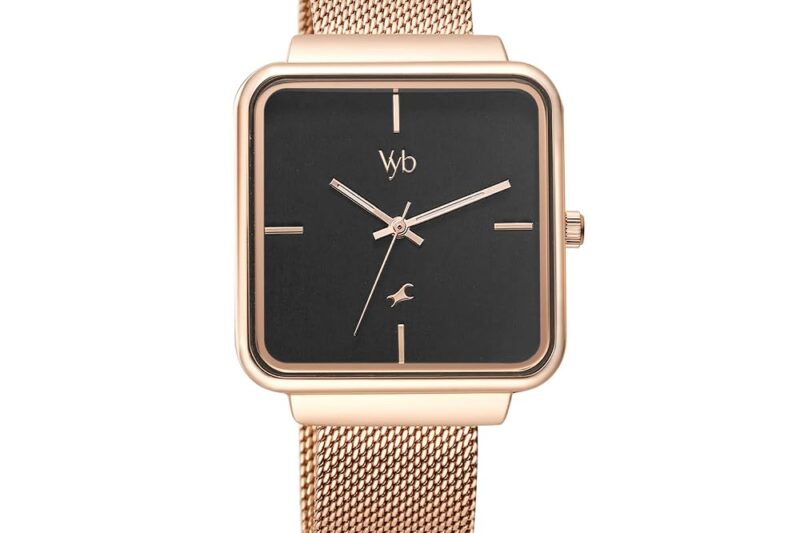Buy Fastrack Vyb Minimalist Quartz Analog Black Dial Rose Gold Stainless Steel Strap Watch for Girls – FV60012WM01W at Amazon.in