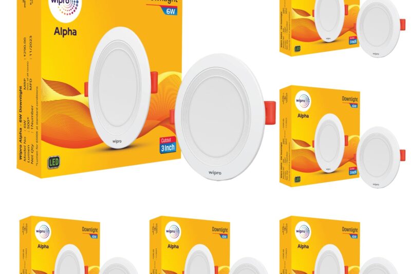 wipro 6W Alpha Downlight for Junction Box | Blue |3 inch Cutout, 22mm Height| Surge Protection Upto 350 VA | High Voltage Protection Upto 4KV | Pack of 6