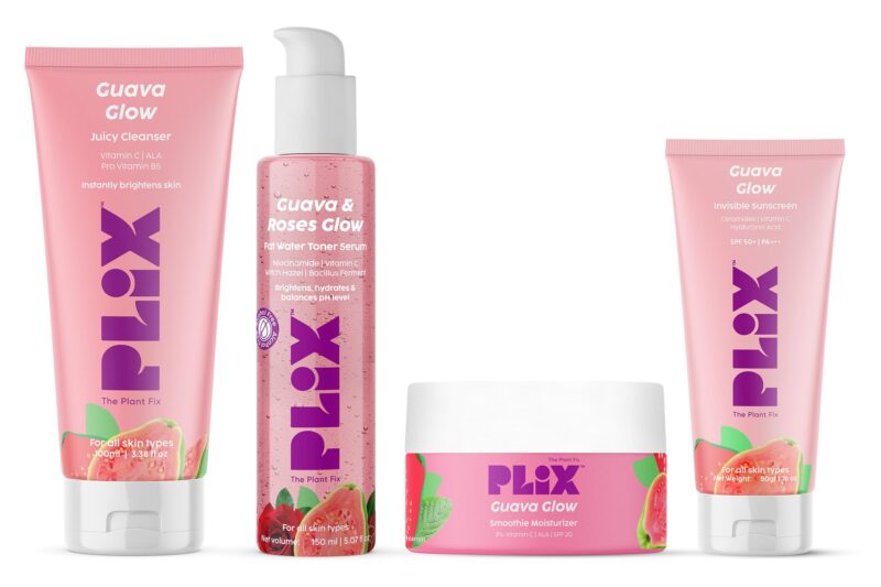 The Plant Fix Plix Guava & Roses Regime for Bright Skin & Balanced Skin pH|Hydrating Cleanser|2-in-1 Toner Serum|Smoothie Moisturizer|Invisible Sunscreen Gel With SPF 50+ PA +++|For Unisex|Pack of 4