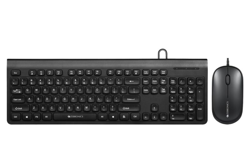 ZEBRONICS JUDWAA 880 Wired USB Keyboard & Mouse Combo, Plug & Play, 105 +12 Integrated Multimedia Keys, 3 Button Mouse, 1000 DPI, High Precision, Advanced Optical Sensor