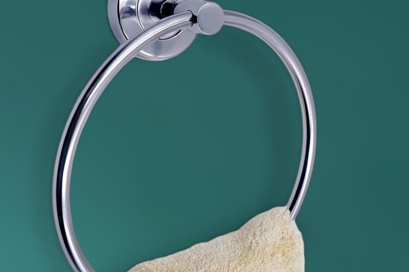 Stainless Steel Towel Holder for Bathroom | Wash Basin | Towel Hanger | Napkin Holder for Wash Basin | Towel Ring| Bathroom Accessories (Round, Chrome Finish, Pack of 2)