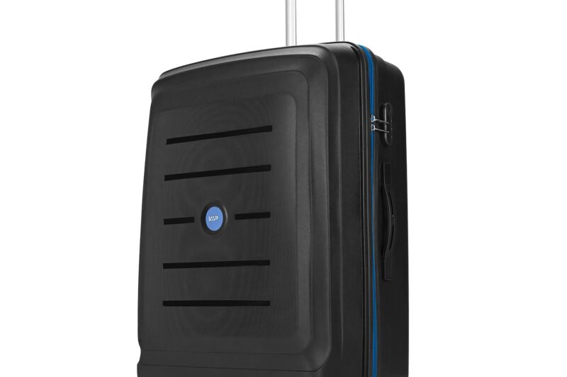 VIP Corsa Check-in 75 Cm (Large) 8 Wheels Trolley Bags for Travel, Hard Case Lightweight Bag with Combination Lock, Tough Suitcase for Travel (Black)
