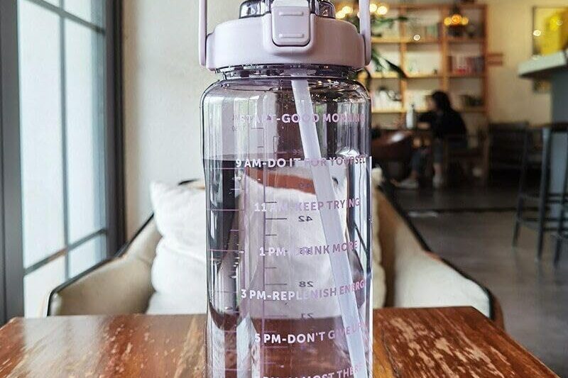 2 L Capacity Straw Transparent Motivational Water Bottles|Time Marker Leak Proof&Break-Proof|Best Usage For Office/School/College/Gym/Travel Bottle|Bpa-Free Sports Bottle (1PCS) Plastic