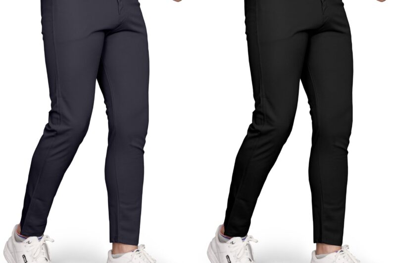 Buy BHIKADIYA Men’s Lycrablend Soild Slim Fit Casual Trouser Pant (L Grey-D Grey,32) at Amazon.in