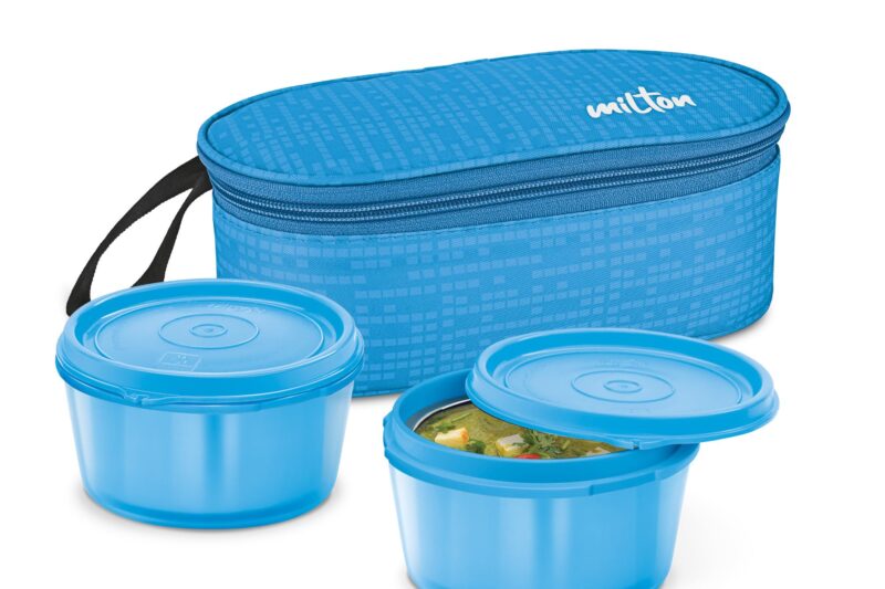 Buy MILTON Graze Lunch Box, 2 Round Inner Steel Microwave Safe Containers 320 ml Each with Insulated Bag, Odour Proof, Tiffin for Office Men, Women, Leak-Proof Containers, Easy to Carry, Blue Online at Low Prices in India – Amazon.in