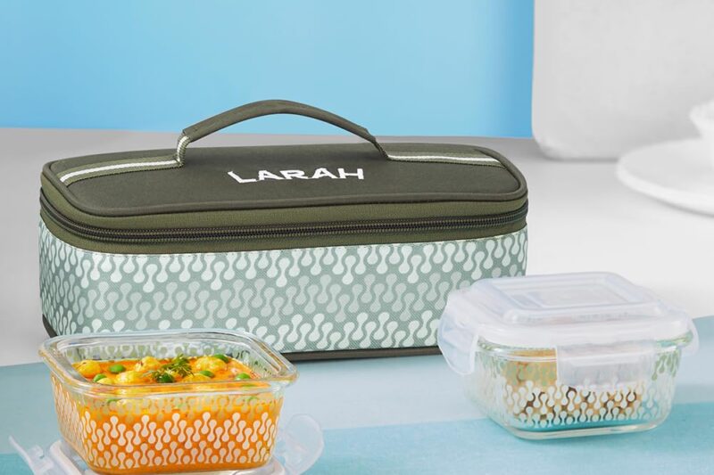 Buy Larah Glassware Gracia Borosilicate Glass Lunchbox with Bag | 2pc Square Container (320ml Each), Horizontal | Microwave & Dishwasher Safe, Leakproof | Tiffin for Office, School, College | Green Online at Low Prices in India – Amazon.in