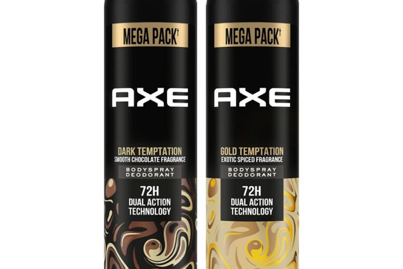 Axe Dark Temptation Men’s Deodorant + Axe Gold Temptation Long Lasting Deodorant Bodyspray For Men, With An Irresistible Scent 215ml, Pack of 2