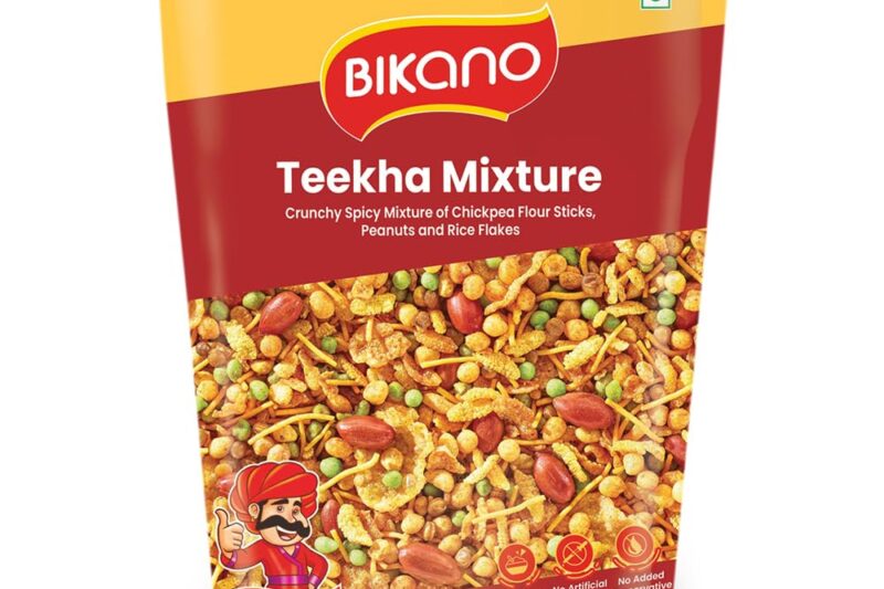 Bikano Teekha Mixture | Spicy Indian Namkeen Snack | Crunchy Mix with Peanuts, Corn Flakes & Spices | Perfect Tea-Time Snack (Spicy Mixture) – 800g