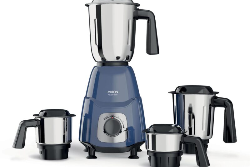 Milton Ascent Mixer Grinder, ISI Certified, Grindstone Blade Technology, 4 Jar, 800 W (22000 RPM), 5 yr motor warranty, 2 yr product warranty I Blue