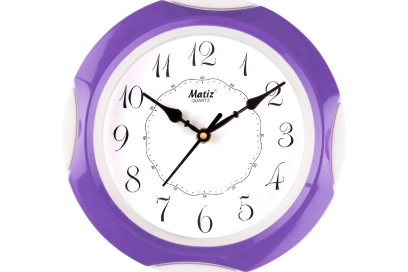 Matiz Analog 30 cm X 30 cm Wall Clock | Brown | with Glass | Standard| 118 Purple