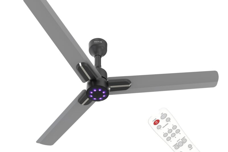 Buy Polycab Wizzy Neo LED 2.0 1200mm BLDC Ceiling Fan with remote |BEE 5 Star Rated, Higher Air Delivery|LED Indicator,Sleep and Breeze Mode,Free Installation|3 Years Warranty【Classic Grey Copper】 Online at Low Prices in India – Amazon.in