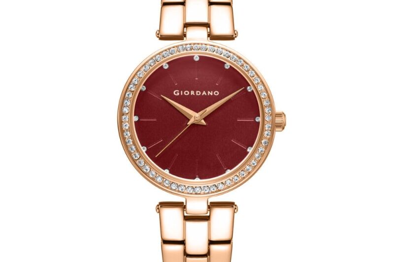 Sonata Poze 7 Analog Purple Dial Golds heet Metal Ring Strap Watch for Women – SP80143KM03W