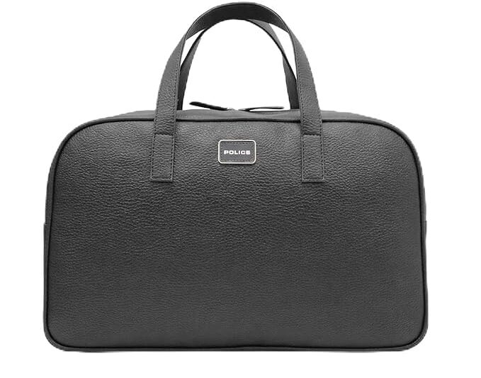 Police Men’s Brown Vegan Leather 40 L Duffle Bag | Premium Travel & Gym Bag | Top Handle Carry | Spacious & Durable Design (Jet/Black)
