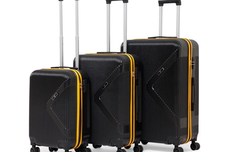 Buy VLITE Brampton Family Set of 3 Pcs Lightweight Luggage – Unbreakable Polypropylene, Smooth Glide 8 Wheels, Built-in Number Lock, 3-Yearss Warranty (Set of 3, Black) at Amazon.in