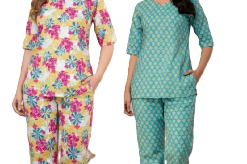 Women & Girl’s Cotton Night Suit | Soft Breathable Nightwear for Women Comfortable Lounge Wear Sleepwear Set for Girls Ladies Skin Friendly Smooth Fabric | Cotton | Multicolor (, XL)
